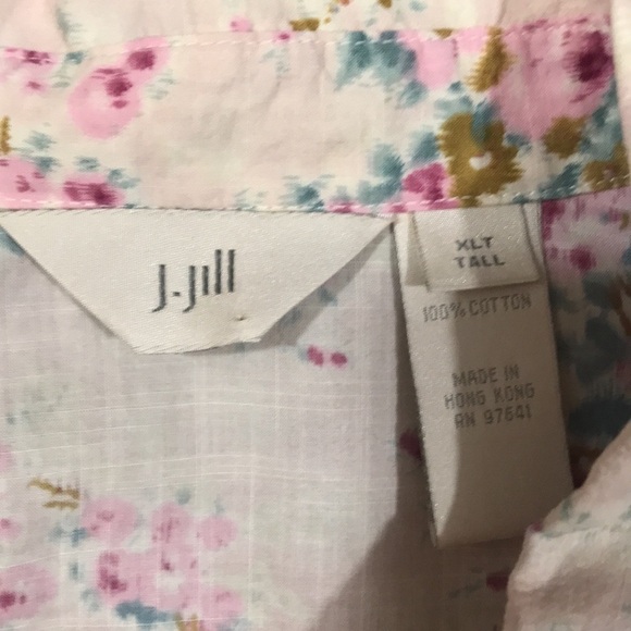 J.Jill Floral Long Sleeve Button Front 100% Cotton Shirt size XLT - Picture 6 of 8